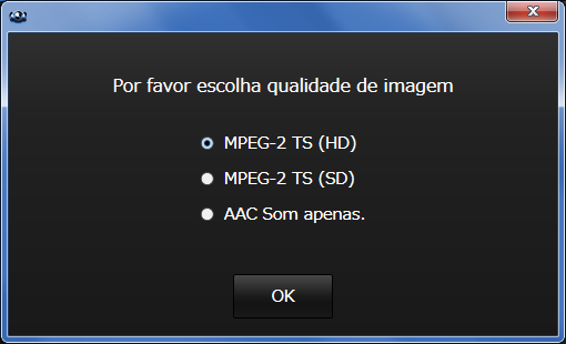 Capítulo 4 Streaming in Real-Time with USTREAM 5. Definir qualidade de imagem. Após acessar com sucesso, a janela para seleção da qualidade de imagem para o fluxo é mostrada.