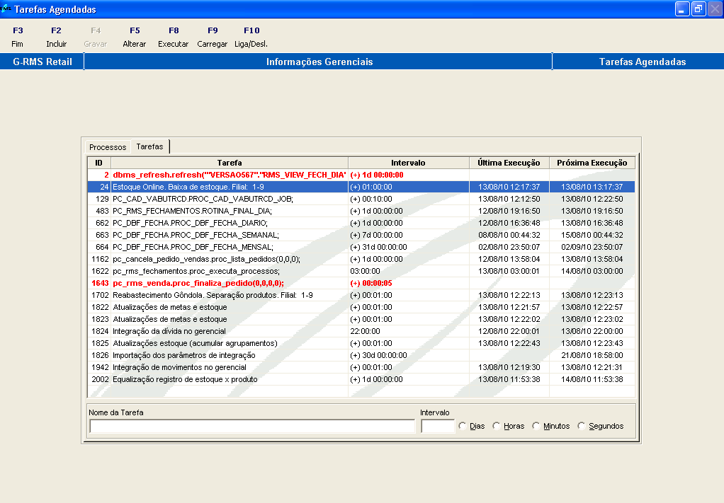 O JOB ao ser executado, dispara o processo que busca as informações de cupons disponibilizadas pelo software do PDV e efetua a abaixa de estoque no RMS.