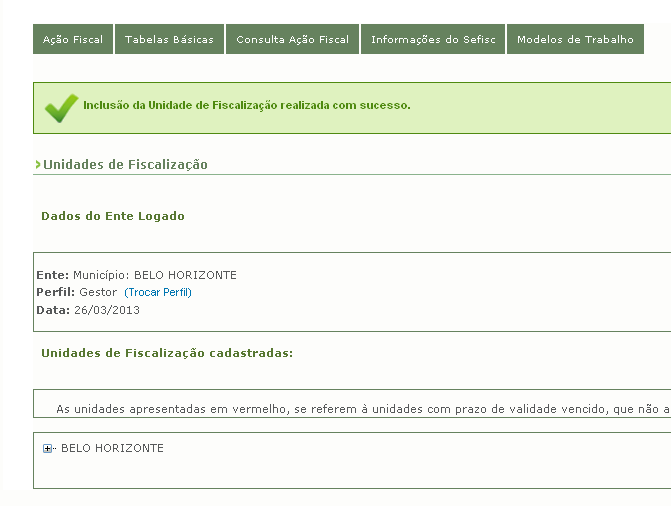 P.4: A tela seguinte traz a confirmação da inclusão da unidade (Fig.