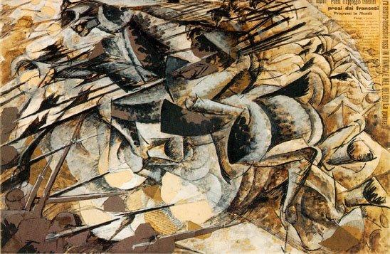 UMBERTO BOCCIONI (1882-1916) Sua obra se manteve sob a influência do Cubismo, mas incorporando os conceitos de dinamismo e simultaneidade: formas e espaços que