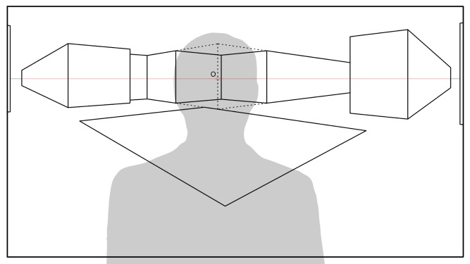 A frontalidade dos planos, característica comum dos desenhos feitos com um único ponto de fuga, não combina, neste caso, com a liberdade da construção esboçada no quadríptico.
