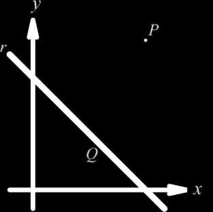 5 5 5 8 e) 5 Questão ) Num sistema de coordenadas cartesianas, localizam-se o ponto P (,4) e a reta r de equação x+ y = 0. Seja Q o ponto de r cuja abscissa é o dobro da ordenada.