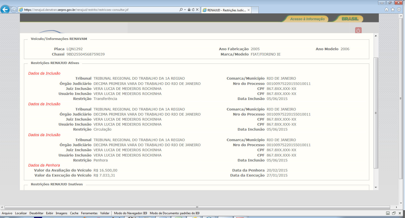 PODER JUDICIÁRIO FEDERAL JUSTIÇA DO TRABALHO TRIBUNAL REGIONAL DO TRABALHO 1ª REGIÃO 11ª Vara do Trabalho do Rio de Janeiro RUA DO LAVRADIO, 132, 2º Andar, CENTRO, RIO DE JANEIRO - RJ - CEP: