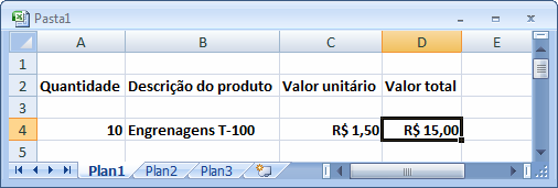 Iniciando o Documento Quando você cria uma planilha nova, a tela do computador é dividida em linhas e colunas, formando uma grade. A interseção de uma linha e de uma coluna é chamada de célula.