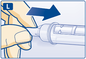 Injetar a dose completa com um novo sistema de aplicação: Se o seletor de dose parar antes que a dose de 0,6 mg esteja alinhada ao indicador, prepare um novo sistema de aplicação e aplique a dose