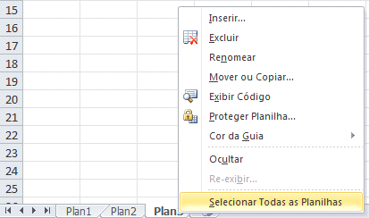 Guias de Planilha Um arquivo de o Excel iniciar com três guias de planilha, estas guias permite que se possa em um único arquivo armazenar mais de uma planilha,