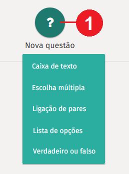 Criar nova questão 2. Escolher a tipologia da questão: a. Caixa de texto: i. Inserir o Enunciado da questão.