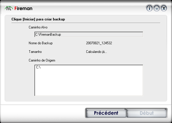 47. Fireman CD/DVD Burner 3.0 7.1.4. Nme d arquiv de backup: Selecine a lcalizaçã da pasta de backup e dê um nme a arquiv de backup.