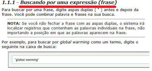 RB5 Frase exata O MBA permite consultar com uso de uma frase exata, na