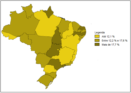 32 Cartograma 1. Proporção de escolas de ensino básico que trabalham com o tema DST/Aids e que distribuem preservativos, segundo UF. Brasil, 2008. Fonte: Censo Escolar 2008.