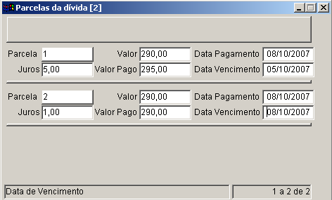 DÍVIDAS Programa onde são realizados os cadastramentos de dívidas para um bem.