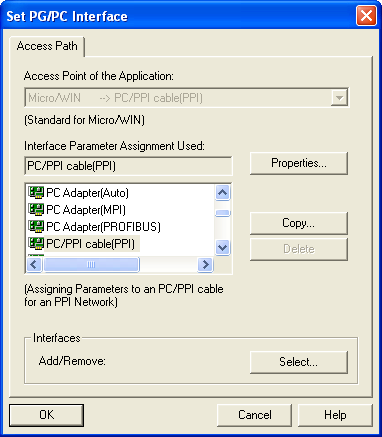 Para a utilização da interface com a família S7-200 deve-se configurar o software de programação, Step 7 MicroWIN, como segue: No menu View escolha a opção Component e depois Set PG/PC Interface.