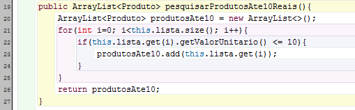 Neste método não precisaremos de argumentos, pois o usuário não precisará informar nenhum dado para a pesquisa.