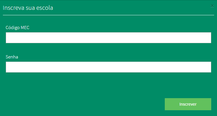 Passo 2: O usuário deve informar o código do MEC e a senha, cadastrados conforme os dados do sistema acadêmico e em seguida clicar em Inscrever.
