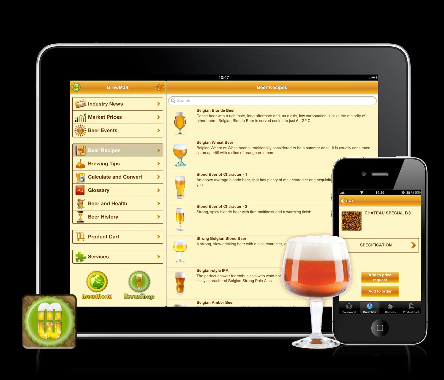 A forma mais fácil de pedir seu malte favorito Castle Malting está orgulhosa de apresentar O mais completo aplicativo para ipad e iphone sobre maltes e cerveja.