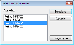 2.2 Selecionando um scanner O scanner deve ser selecionado antes de digitalizar os documentos. Seguem abaixo, as descrições sobre como selecionar o scanner. 1.