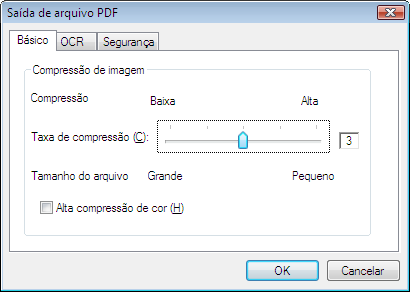 3. Para configurar opcionais relacionados ao PDF, clique o botão [Opções do PDF]. aa janela [Saída de arquivo PDF] será exibida.