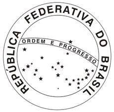 Selo Nacional O Selo Nacional do Brasil reproduz a esfera da Bandeira Nacional, com as estrelas e a faixa com a legenda Ordem e Progresso.