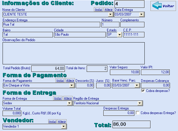 Novidades Versão 2.8 (Venda) 8 Valor Seguro: Informar aqui o custo de seguro, caso haja algum.