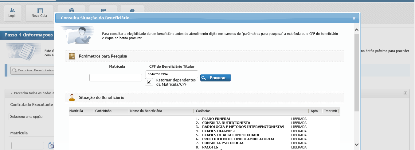 Elegibilidade Beneficiário É possível verificar a Elegibilidade do Beneficiário para saber se