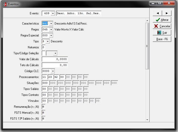 P á g i n a 11 Uma dica é duplicar o evento de Descto 13º Salário Adto de característica 44B e depois alterar a característica para 44J, a regra para 45, e as Pastas Incidências, Cálculo e Base.