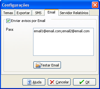 Definições Consultar o número de créditos disponíveis. 5.1.4. E-Mail Para aceder a esta janela deve abrir o menu Definições... Configurações E-Mail.