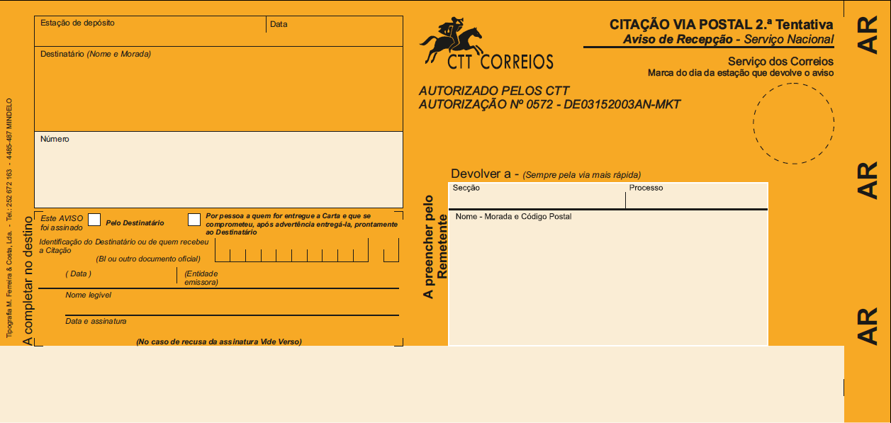 Modelo envelope 2ª Tentativa