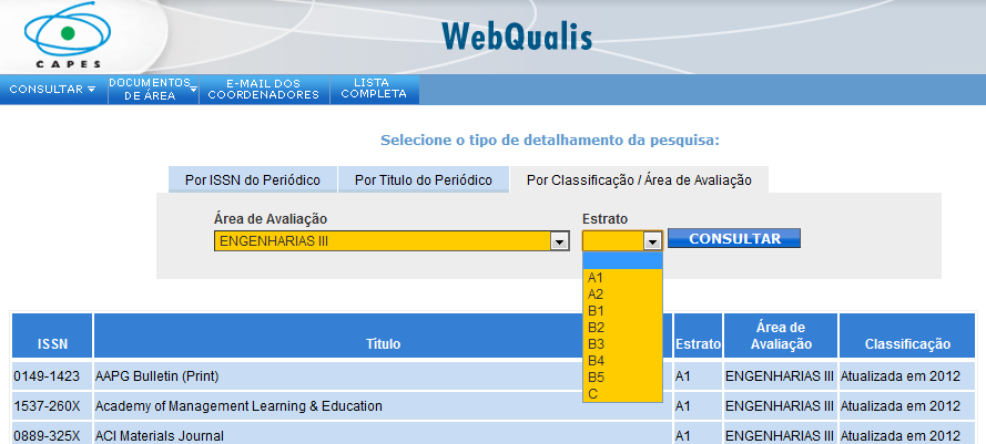 Aspectos administrativos do PPGEM/FEG Prazos e deveres dos alunos; o aluno de DOUTORADO teráque comprovar a publicação de um artigo referente ao seu projeto de tese em periódico com classificação