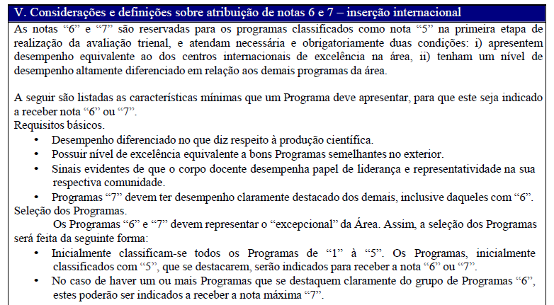 Plano de Metas para alcançar o conceito 6 http://www.capes.gov.