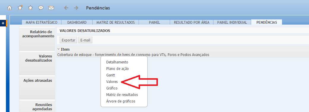 mouse, sobre o indicador que se deseja inserir o