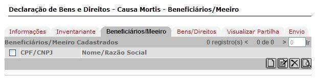 9.3.4 Excluir Beneficiário/Meeiro Sistema Integrado de Administração da Receita Para excluir um beneficiário/meeiro previamente cadastrado clique no marcador de registro à sua esquerda e