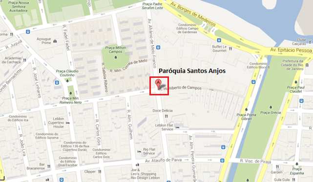 Paróquia Santos Anjos Stadtteil Leblon Adresse: Avenida Afrânico de Melo Franco, 300 22430060 Leblon, Rio de Janeiro Kontaktperson