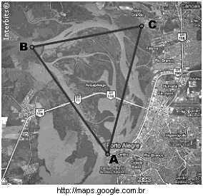 0. (Ufsm 011) A figura a seguir apresenta o delta do rio Jacuí, situado na região metropolitana de Porto Alegre.