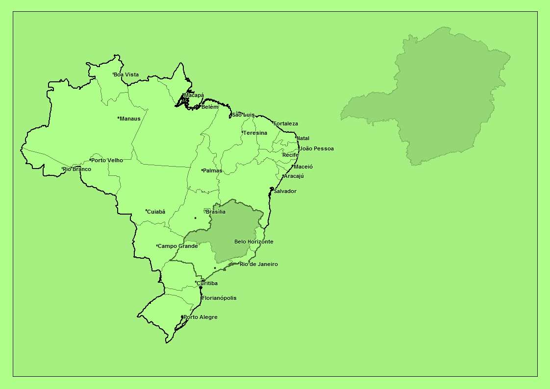 Minas Gerais no Brasil 1º lugar - Nº municípios 2º