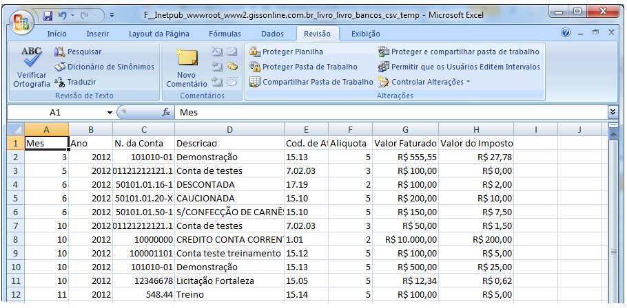 Gerando arquivo do Livro Eletrônico em Excel Se desejar gerar um arquivo em Excel com as informações contidas no Livro Contábil, clique em
