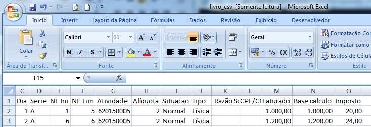 Gerando arquivo do Livro Eletrônico em Excel Se desejar gerar um arquivo em