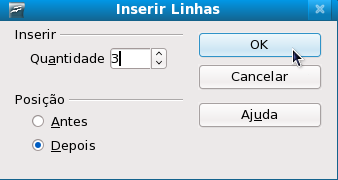 Ilustração 82: inserir linhas 9.1.3Colunas Permite acrescentar novas colunas em uma tabela.