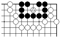 3 pontos em V Essa também é uma das formas mais simples de um grupo na situação de vida ou morte. Normalmente o ponto central é o mais importante.