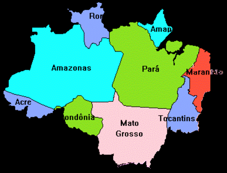 A Amazônia Ameaçada (texto de Marcelo Okuma) A Amazônia Legal corresponde aos estados do Acre, Amapá, Amazonas, parte do Maranhão (oeste do meridiano 44º), Mato Grosso, Pará, Rondônia, Roraima e