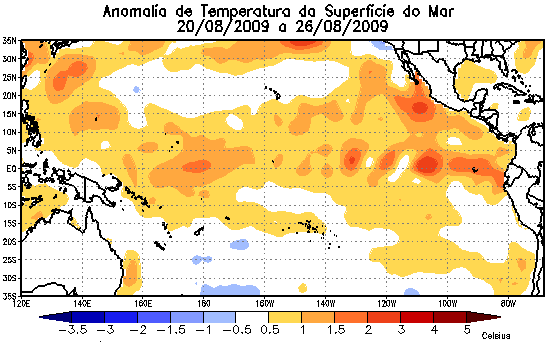 Fenômeno El Niño influenciará clima nos próximos meses Dados divulgados nesta semana das anomalias de temperatura da superfície do mar no Oceano Pacífico indicaram que fenômeno El Niño está na