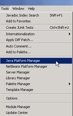 7 Adicionando o JDK 6 para a Plataforma (se necessário). Pode ser necessário adicionar o JDK 6 para a lista da plataformas IDE disponível.