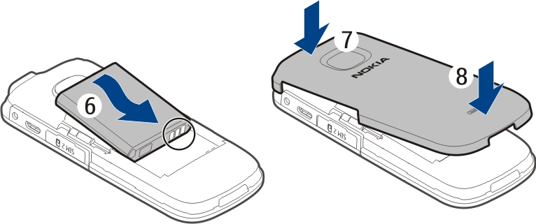 Início 7 2 Se a bateria estiver inserida, levante-a (2). 3 Abra o compartimento do cartão SIM (3) e insira ou remova o cartão SIM (4 ou 5).