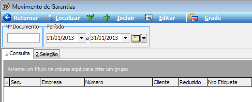 2. - GARANTIA 2.1 CADASTRO DE GARANTIAS Para cadastro e registros de garantias e movimentos de certificados utilizar a opção Garantias do, como indica a Figura 3. Figura 3 Menu Garantias.