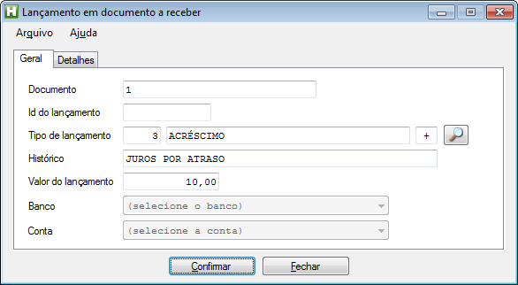 Quando é cadastrado um documento no contas a receber automaticamente é gerado um lançamento de abertura do documento.