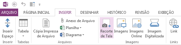 Capture qualquer coisa com Recortes de Tela Conheça o novo Enviar para o OneNote Uma maneira fácil de trazer coisas para OneNote é inserindo um recorte de tela, que permite que você capture qualquer