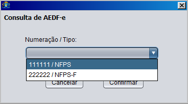 Figura 9. Tela para escolha da AEDF-e. 6.1 Passo 1 Neste passo o usuário pode visualizar os dados do prestador, obtidos da FIAC, e informar o tomador do serviço.