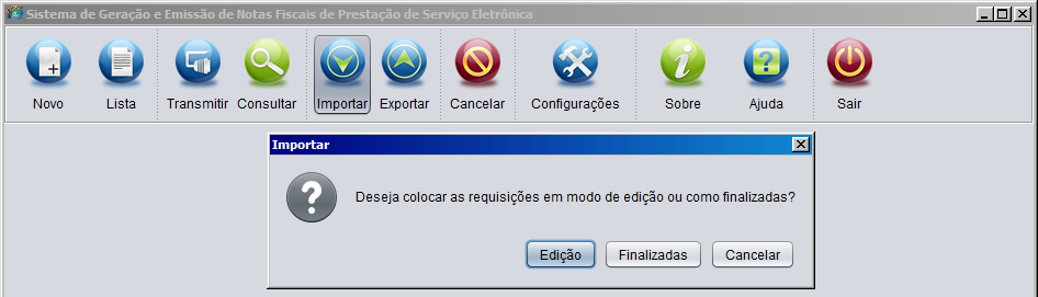 Se forem identificados erros nas requisições, estes serão apresentados juntamente com as respectivas requisições que não puderam ser importadas.