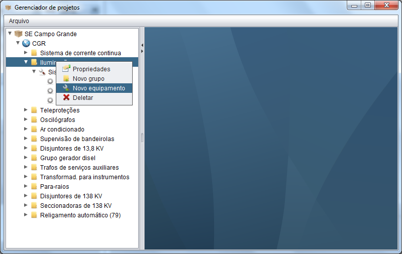 Figura 5 - Estrutura do projeto Grupo: Este objeto serve para agrupar equipamentos.
