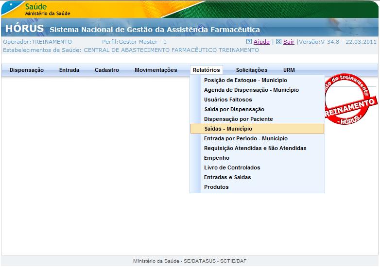 131 Selecione as datas para consultar todas as saídas de produto em um período. Caso queira relatório por tipo de saída, selecione a opção desejada no filtro Tipo Movimentação.