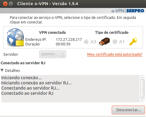 5.3. D ESCONEXÃO Quando desejar desconectar da VPN clicar no